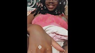 HORNY EBONY MILF GODDESS LIA SHOWS OFF HAIRY PUSSY WITH DRIED JUICES & PLAYS WITH PLEASURE WAND