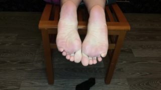 Teen show her black ped nylon socks foot fetish