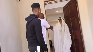 Two black guys get to fuck stunning babe Audrey Royal