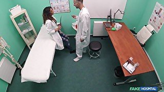 Wild interracial fucking in the doctor's office with Latina Penelope Cum