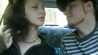 Sexy brunette Tanya please Andrew with a hot blowjob in a car