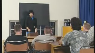 Big ass teacher gangbanged hardcore in college