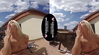 Solo blonde beauty, Lena Love is masturbating, in VR