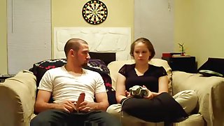 Hot amateur porn of a video-games-loving couple