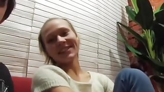 Blonde immature girl in hardcore fucking and cum eating homemade video