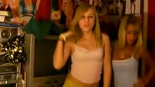 Two nasty blonde teens go crazy in front of the webcam