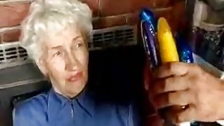 Unshaved Granny with dildos