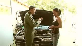 The Old Mechanic Gets Lucky By Getting A Hot Teen