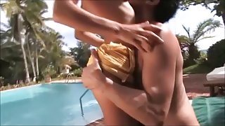 Large Tit Golden-Haired Anal by Pool