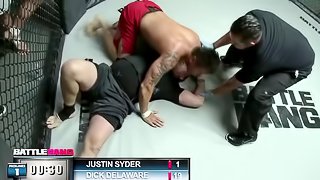 Bitch sucks fighter's cock before riding it hardcore in the ring