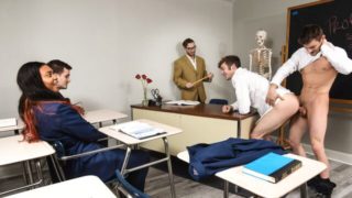 Classroom-based 3some with Johnny Rapid, Grant Ryan, and Aaron London