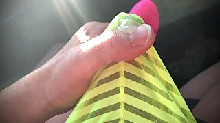 Stepbrother filmed by sister Precum masturbation in see through yellow thong