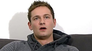 British bloke Nathan Brookes wanking solo after interview
