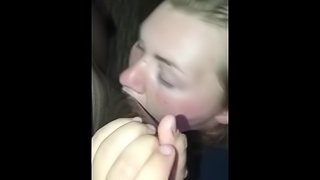 White girl gives blow job to BBC
