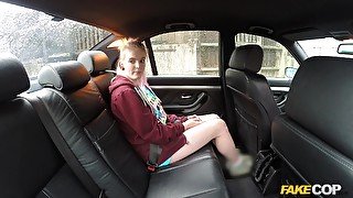 Dirty blonde bitch Carly gets fucked in the back of the police car