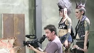 Meet tattooed pornstars assimilating rock stars with guitars backstage in a reality shoot