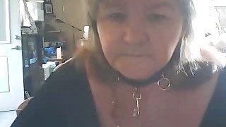 Naughty old bitch on webcam showed her stinky pussy and saggy tits