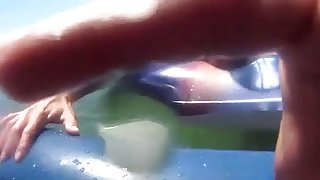 inner tube blowjob on the lake