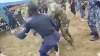 Police officers play with the devil 
