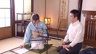 Cuddly Japanese cowgirl blows her instructor's pipe hardcore