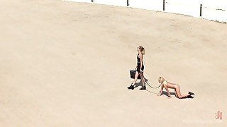 Public humiliation and fucking for slutty Chiki Dulce and Mona Wales