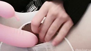 Amateur virgin Lesbian Japanese schoolgirl masturb with big Pink cock trying squirt uncensored teen