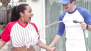 Baseball get-up Indian chick seduced and fucked on cam