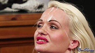 Blonde office slut Cindy Sun Cum Drip Treatment - hardcore with sticky facial cumshot