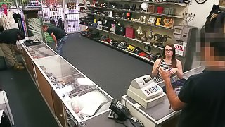 Dude at the pawn shot has a huge dick to fuck this cute amateur