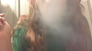 Sexy Chubby Teen with Hot Big Tits in Sweater Smoking Cork Tip Cigarette