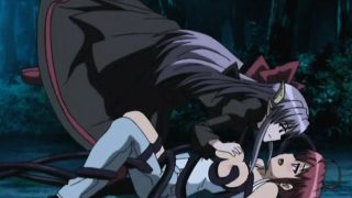 Busty anime caught and tentacles fucked in the forest