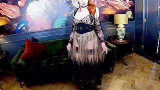 Busty mature redhead RedXXX stuffs her panties into her pussy