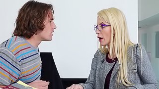 Ashley in glasses throbbed hardcore doggystyle while moaning