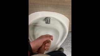 Wanking my hard cock in public toilets with big cumshot 