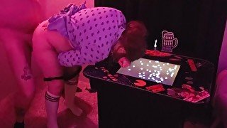 Eating her Ass and Fucking her from Behind while she plays Vintage video games