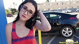 POV hotel room fuck and sensual blowjob with young hottie Ivy Aura