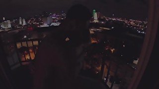 Naughty Hotwife takes BBC on hotel balcony over Dallas freeway!