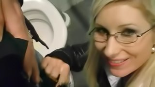 Glasses girl loves public blowjobs