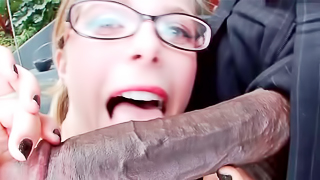 Nerdy blonde always wanted to suck a big, black dick