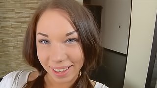 Teen shaved pussy fingered lovely in close up pov shoot