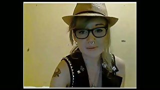 Pierced blonde wearing glasses sucks and rides my hard cock