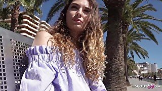 GERMAN SCOUT - Magaluf Holiday Teen with Braces Talk to Public Casting