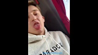 Boy showhis Thick  dick in public bus