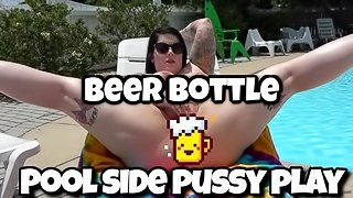 Public Outdoor bottle in pussy pool side Gaberiella.manyvids.com