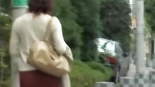 Hot Asian milf unexpectedly skirt sharked in public
