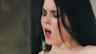 Noisy brunette peach needs just a dick to be happy