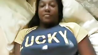 Shy busty black girl gets pov missionary fucked by her white bf with belly cumshot