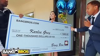BANGBROS - Karlee Grey Wins Big, Takes On Two Monsters of Cock!