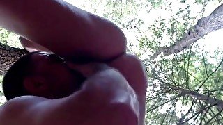 POV Hot Risky Strap on Pegging outdoors in the woods! Pussy Licking & Hard fast Anal Fuck!