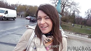 Real amateur Eurobabe fucked in the backseat for cash